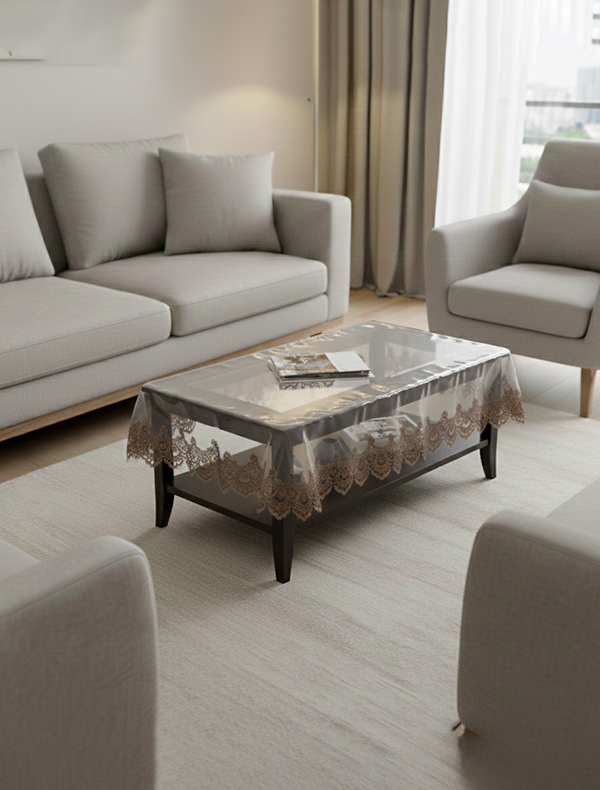 مفرش ترابيزة أنترية جلد شفاف